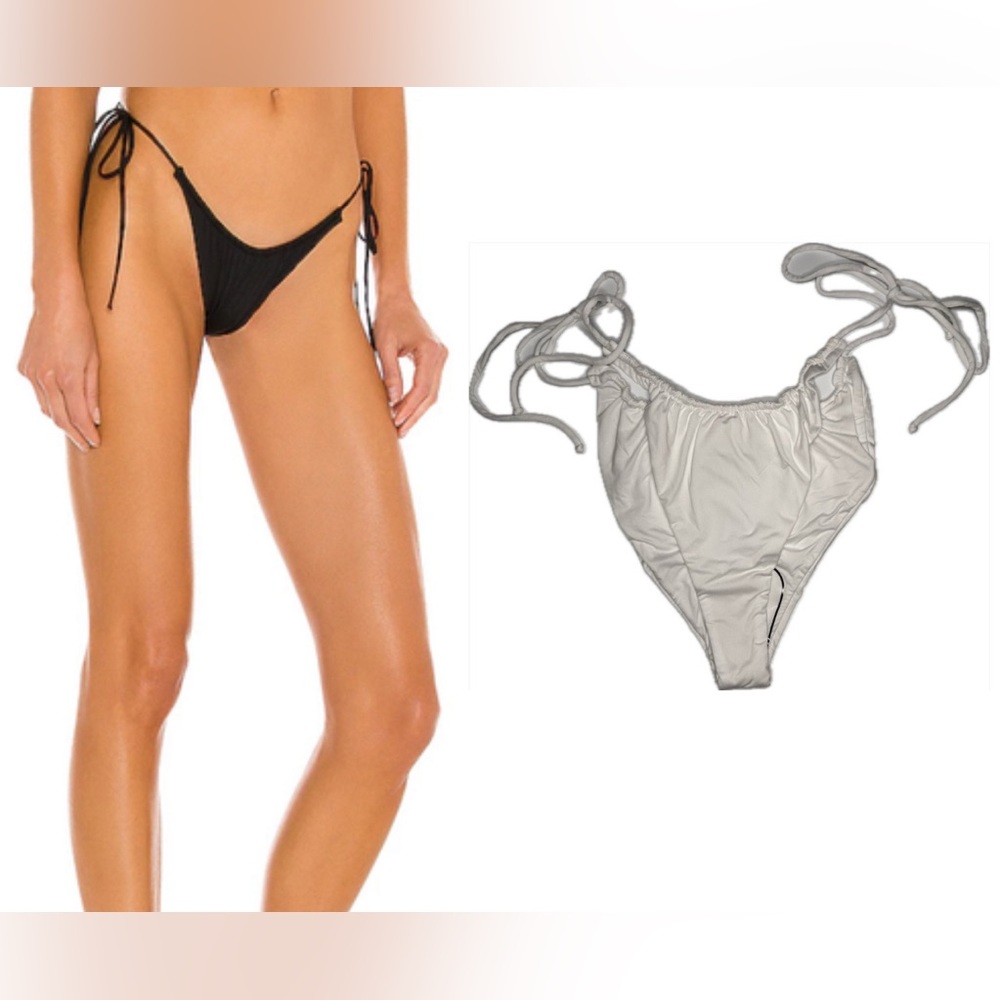 Monica Hansen White Tie Side Bikini Bottom Brazilian Swim NWT XL